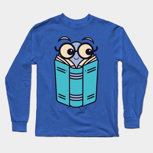 Cute Bookworm Reading A Book - BLUES Long Sleeve T-Shirt by Sorry Frog